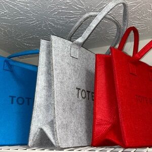 Set of (3) Soft Felt Tote Bags